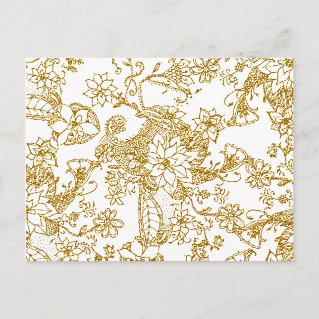 Chic gold Imitats Glitzer handgezeichnet Blumenmus Postkarte (Vorderseite)