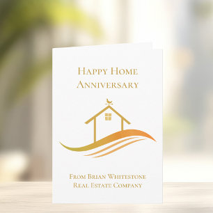 Chic Gold Immobilien Happy Home Anniversary Karte