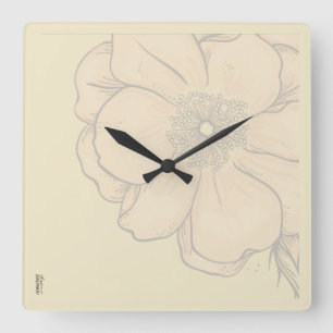 Chic Gold Ivory Abstrakt Floral Quadratische Wanduhr