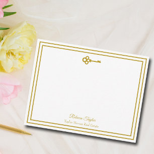 Chic Gold Key Real Anwesen Company Personalisiert Mitteilungskarte