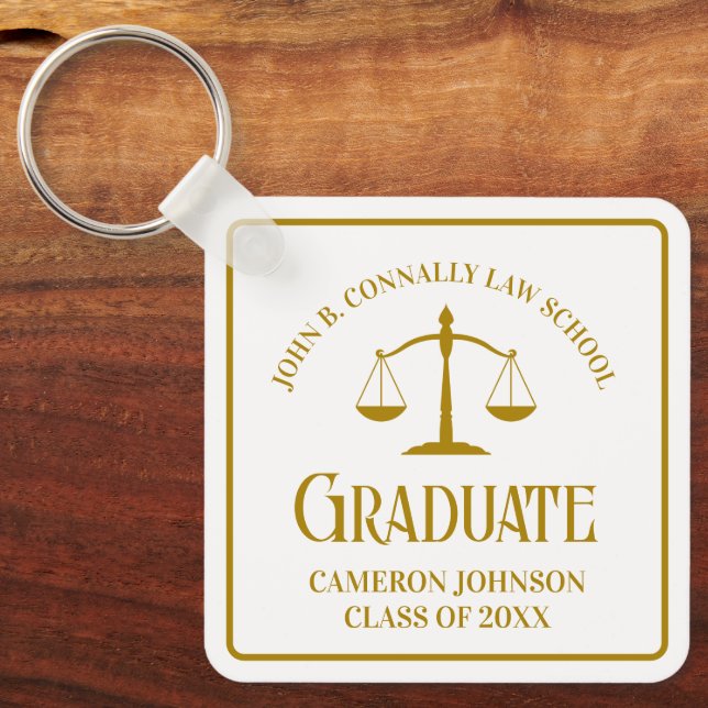 Chic Gold Law School Abschluss Keepake Schlüsselanhänger (Vorderseite)