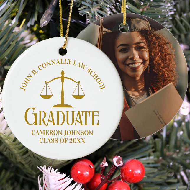 Chic Gold Law School Abschluss Weihnachten Keramik Ornament (Von Creator hochgeladen)