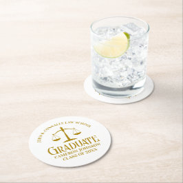 Chic Gold Law School Custom Graduation Party Runder Pappuntersetzer
