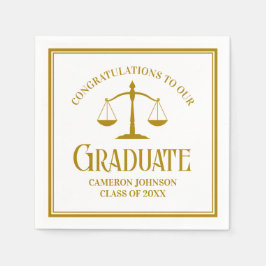Chic Gold Law School Custom Graduation Party Serviette