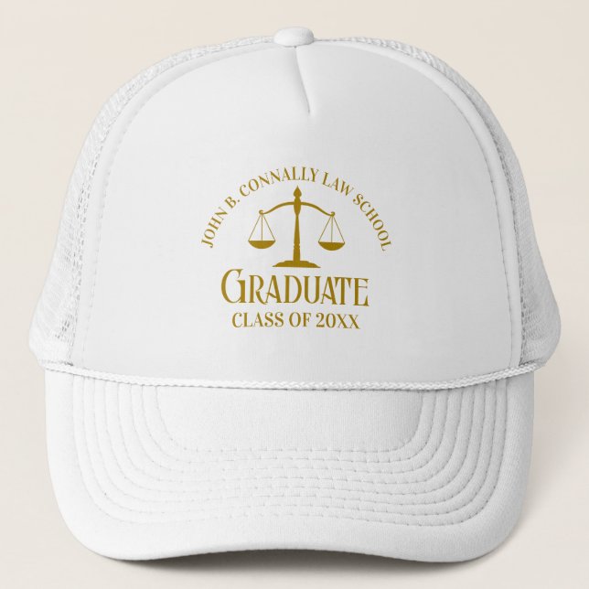 Chic Gold Law School Graduate Truckerkappe (Vorderseite)