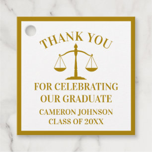 Chic Gold Law School Graduation Party Geschenkanhänger