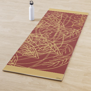 Chic Gold Leaf Burgund Classic Muster Yogamatte