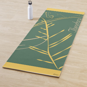 Chic Gold Leaf Grüner Hintergrund Yogamatte
