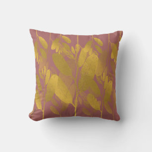 Chic Gold Leaf Lila klassischer Hintergrund Kissen