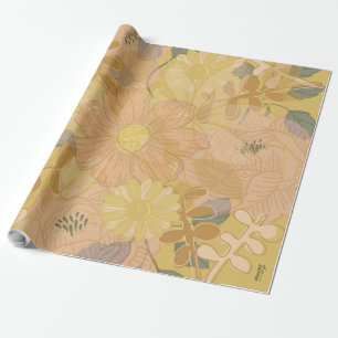 Chic Gold Leaf Violet Flora Hintergrund Geschenkpapier