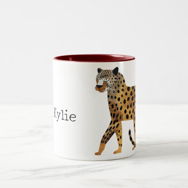 Chic Gold Leopard Cat Zweifarbige Tasse (Mittel)