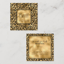 Chic Gold Leopard Print Fashion Modern Quadratische Visitenkarte