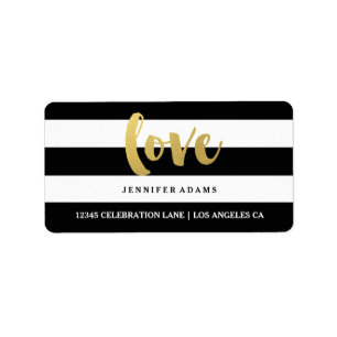 Chic Gold LIEBE Black Strip Address Labels Adressaufkleber