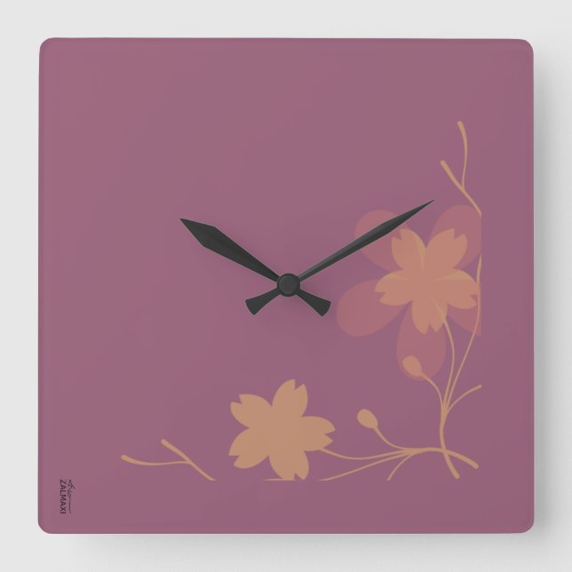 Chic Gold Lila Abstrakt Quadratische Wanduhr (Vorderseite)