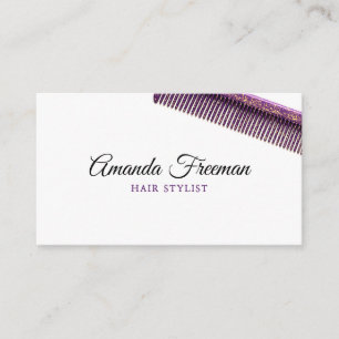 Chic Gold & Lila Comb Hair Stylist Visitenkarte