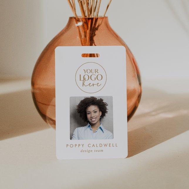 Chic Gold Logo Foto QR Code Business-ID Ausweis (Von Creator hochgeladen)