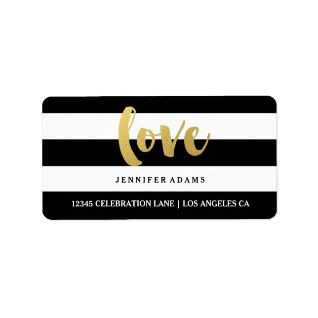 Chic Gold LOVE | Étiquettes de adresse de bande no (Devant)