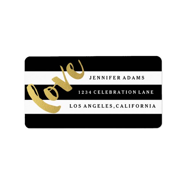 Chic Gold LOVE | Étiquettes de adresse de bande no (Devant)