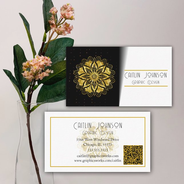 Chic Gold Mandala Grafikdesigner/generischer QR-Co Visitenkarte (Von Creator hochgeladen)