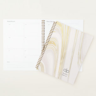 Chic Gold Marmor Moderne Mit Monogramm, unveraltet Planer