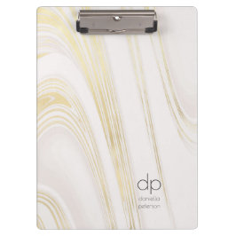 Chic Gold Marmor Moderne Namen und Initialen Klemmbrett