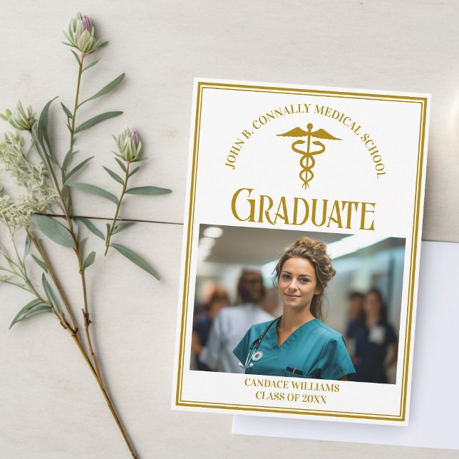 Chic Gold Medical School Abschluss Foto Ankündigung (Von Creator hochgeladen)