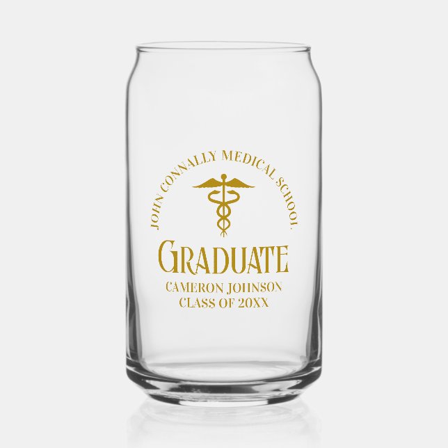 Chic Gold Medical School Graduate Personalisiert Dosenglas (Vorderseite)