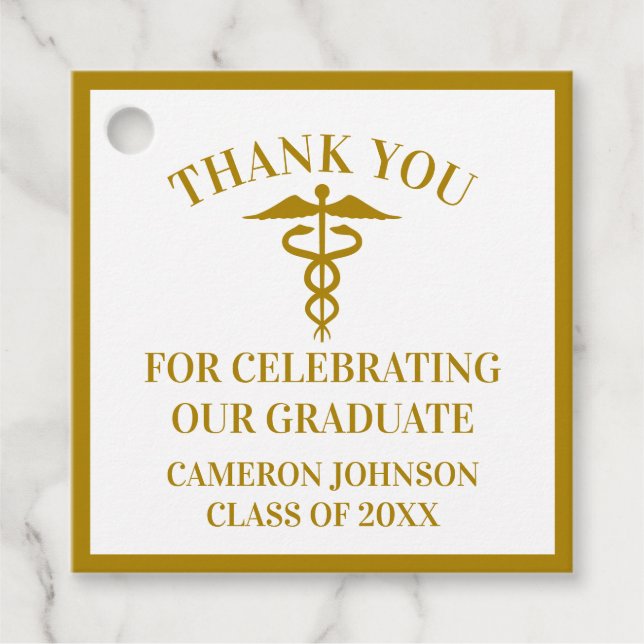 Chic Gold Medical School Graduation Party Geschenkanhänger (Vorderseite)