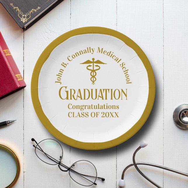 Chic Gold Medical School Graduation Party Pappteller (Von Creator hochgeladen)