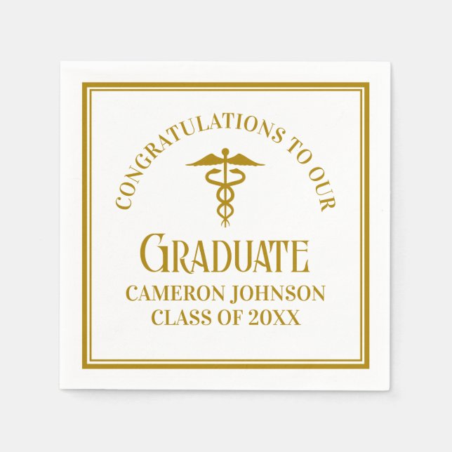 Chic Gold Medical School Graduation Party Serviette (Vorderseite)