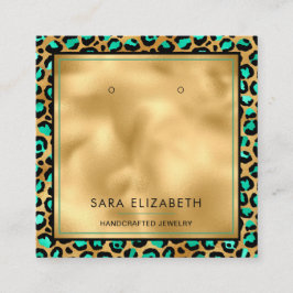 Chic Gold Minze Leopard Print Earring Display Card Quadratische Visitenkarte