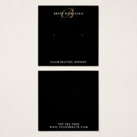 Chic Gold Monogram Black Earring Display Card