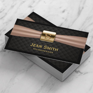 Chic Gold Monogram Diamant Friseur Visitenkarte