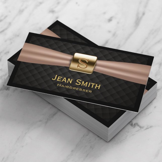 Chic Gold Monogram Diamant Friseur Visitenkarte (Von Creator hochgeladen)