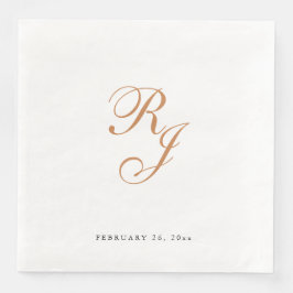 Chic Gold Monogram Script Hochzeitsessen Napkins Serviette