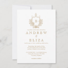 Chic Gold Monogram Wappen Hochzeitseinladung Einladung