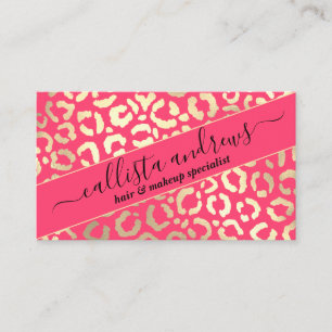 Chic Gold Neon Pink Leopard Cheetah Animal Print Visitenkarte