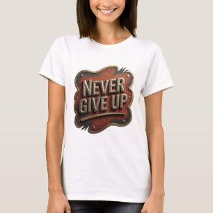 Chic Gold NIE AUFGEBEN Print T-Shirt