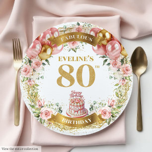 Chic Gold Number 80. Boho Blush Party Teller