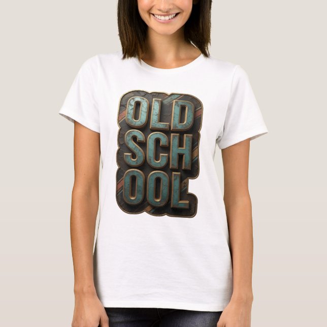 Chic Gold OLD SCHOOL Grafikdesign T-Shirt (Vorderseite)