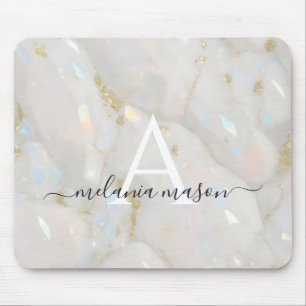 Chic Gold Opal Edelsteinmarmormonogramm Mousepad