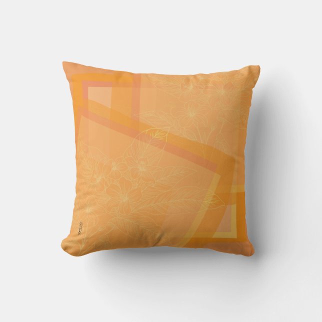 Chic Gold Orange Abstrakt Floral Kissen (Vorderseite)