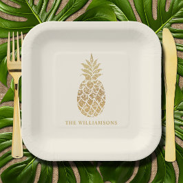 Chic Gold Pineaple Pappteller
