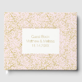 Chic Gold Pink Blush Confetti Sparkle Hochzeit Gästebuch