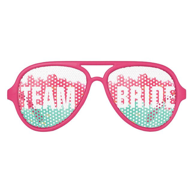 Chic Gold Pink Streifen Niedlich Team Bride Sonnen Partybrille (Vorderseite)