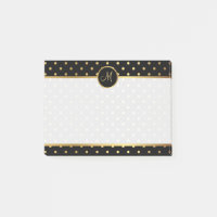 Chic Gold Polka Dots auf Schwarz mit Ihrer Monogra