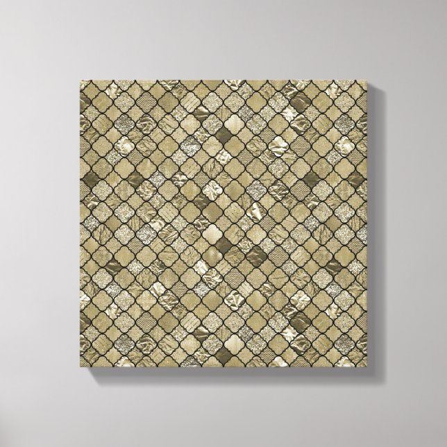 Chic Gold Quatrefolienfolie und Glitzer Leinwanddruck (Vorderseite)