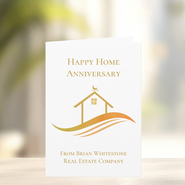 Chic Gold Real Anwesen Happy Zuhause Jubiläum Karte (Von Creator hochgeladen)