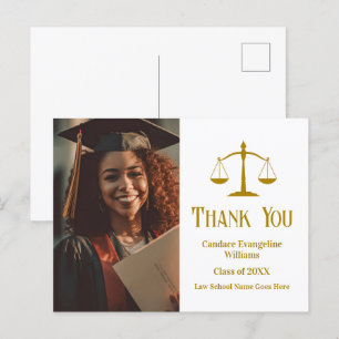 Chic Gold Rechtswissenschaften Abschlussfoto Danke Postkarte