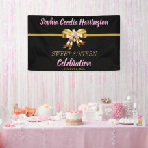 Chic Gold Ribbon Geburtstagsparty Banner